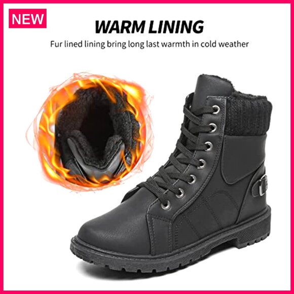 Women's Winter Snow Boots Fur Lined Ankle Boots Side Zipper Water-Resistant - Picture 4 of 8